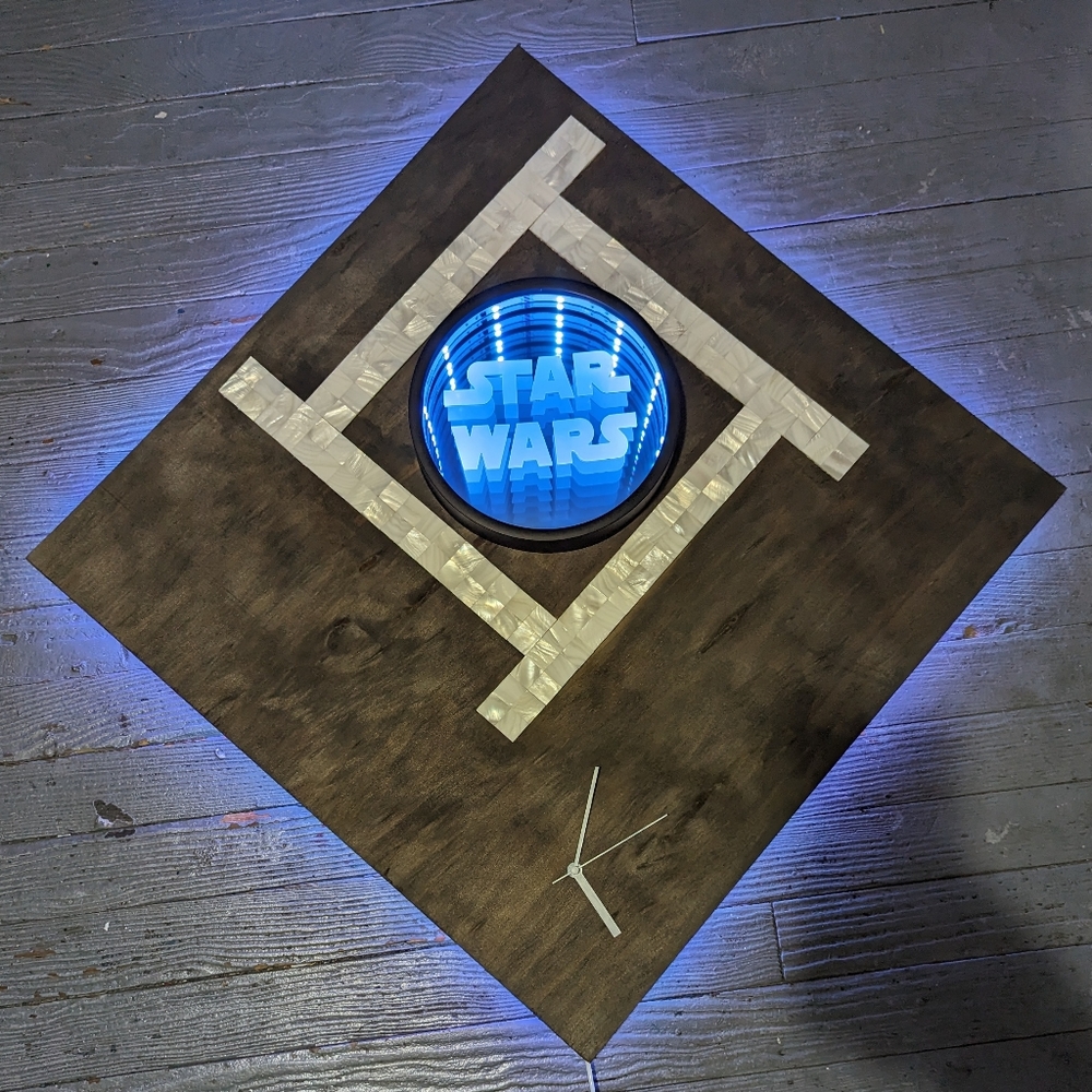 Star Wars LED Infinity Mirror Wall Clock Modern Art Optical Illusion Mosaic Pop